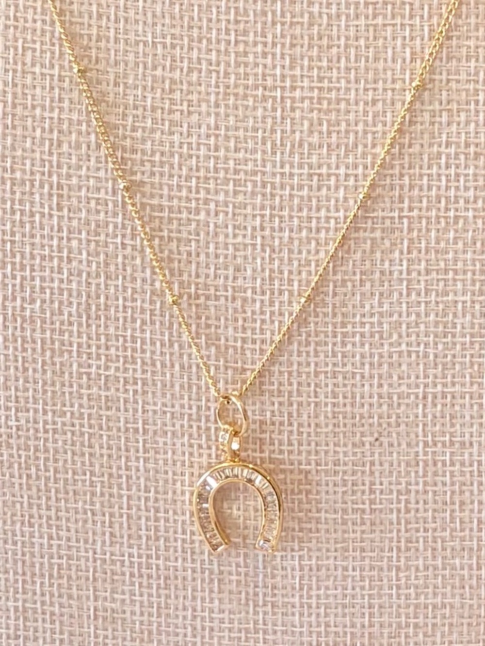 Gold Horseshoe Charm Necklace